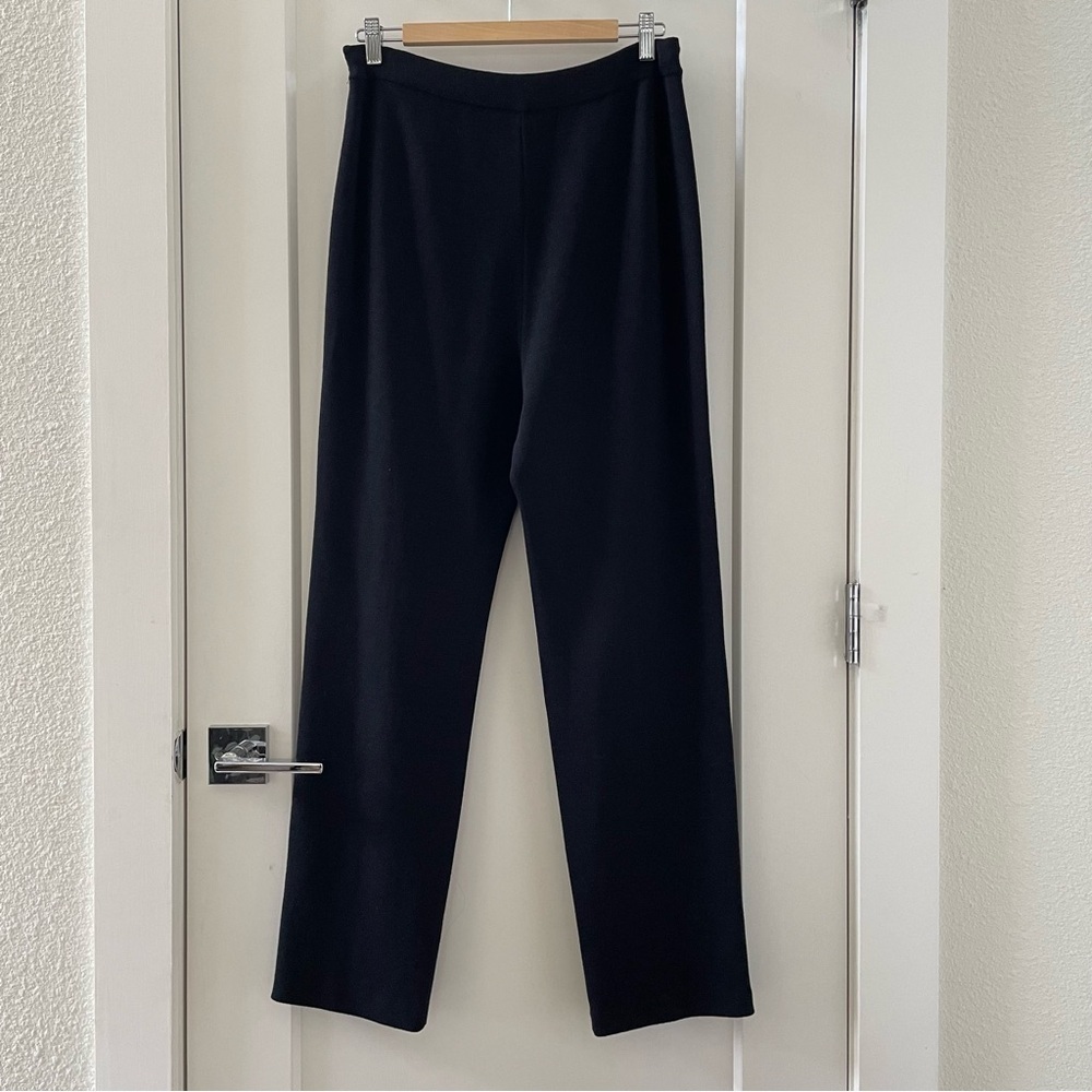 St. John by Marie Gray Basics Black Ponte Knit Flat Straight Leg Pants Size 8